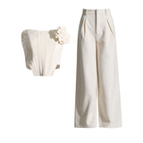 Dadizhimu Fish Bare Top + Fashion Casual Broad Leg Pants 2025 New Solid Color Sexy Set Two Sets Of Women