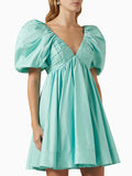 Dadizhimu French Elegant Dress 2025 Summer New Sexy Deep V Bubble Sleeves High-End Short Dress Woman