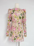 Dadizhimu 2025 New Fashion French Heavy Industry Three-Dimensional Flower Embroidery Long Sleeves Short Temperament Dress Woman