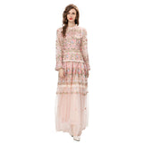 Dadizhimu Women's Dress 2024 Early Spring New Heavy Industry Embroidery Flower Bow Yarn Dress