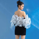 Dadizhimu Sexy Braided Shoulder Dress High-End Shoulder Decoration Lotus Leaf Side Flower Dress