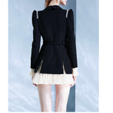 Dadizhimu Design Suit Dress 2024 Women's Autumn New French Fake Two Spliced Lantern Skirt