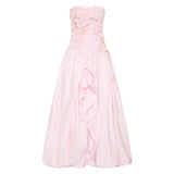 Dadizhimu Fashion Open-Fork Dress 2025 New Three-Dimensional Flower Collage Design Shoulder Dress Summer
