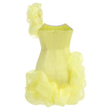 Dadizhimu High-End Fashion Sexy Pure Color Dress Dress Women's Folding Lotus Leaf Side Party Dress