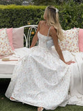 Dadizhimu Sexy Print Sling Dress Summer Bodydressed Long Dress Temperament High-End Summer Beautiful Dress