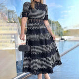 Dadizhimu 2025 New French Retro Heavy Industry Embroidery Stand To Receive The Waist Show Thin Dress Women's Evening Dress Dress