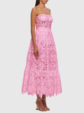 Dadizhimu Wind Solid Color Palette Long Dress 2025 New Niche Design Embroidery Hooked Waist Thin Dress Dress Woman